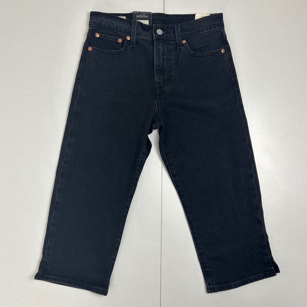 Levi's Wedgie Capri Jeans Womens 26 Black High Rise Denim Premium New